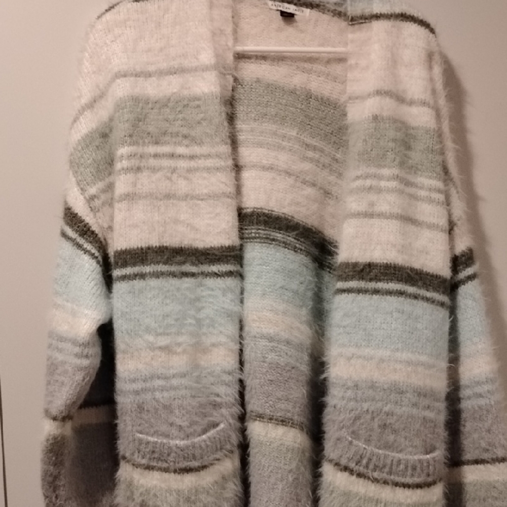 American Eagle Outfitters Fuzzy Striped Cardigan